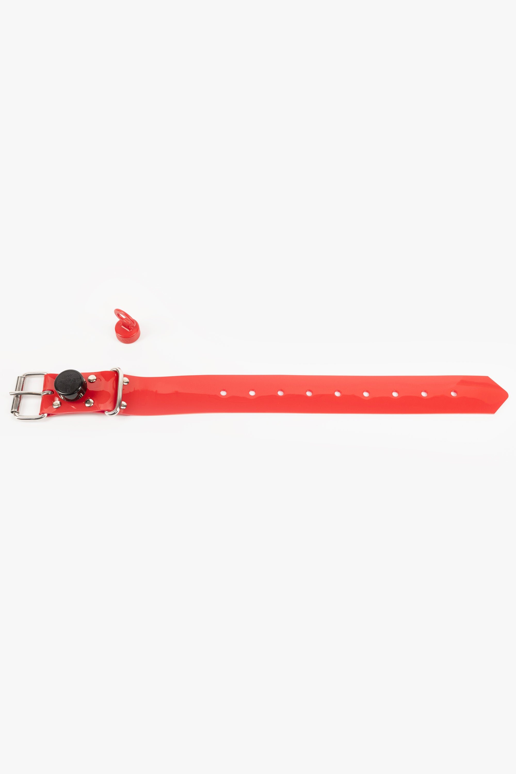 Bondage PVC strap lockable segufix 40 mm, different lengths, red/chrome