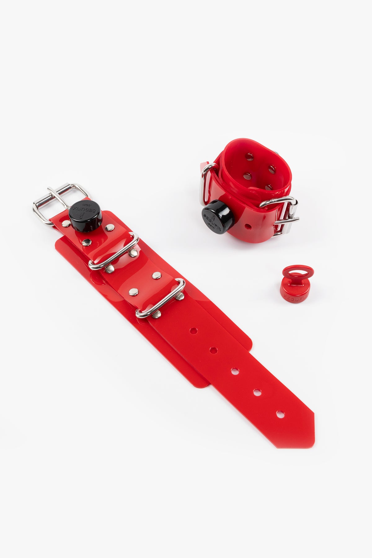 Lockable Segufix Wrist Cuffs Red Chrome